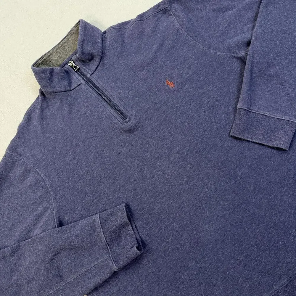 Polo Ralph Lauren Sweatshirt Mens XL Blue 1/4 Zip Mock Neck Pullover Pony Logo
